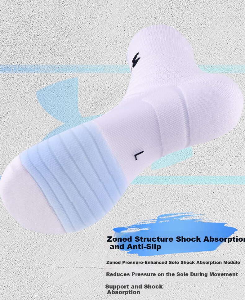 Under Armour Socks for Men And Women, Sports Basketball Socks, Summer Running Marathon Socks, Cotton Odor-Resistant Terry Bottom Badminton Mid-Length Socks 9