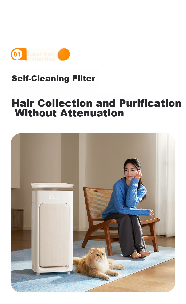 HarmonyOS IAM Pet Air Purifier U7Pro Automatic Hair Suction Filter Self-Cleaning Deodorization Bacteria Virus Allergen Removal Cat Dog Hair Purifier Supports Huawei Smart Life 2