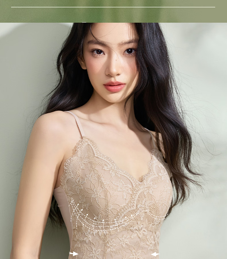 Tingmei Women's Camisole Vest with Built-in Bra Pads, Lift and Support, Tummy Control, High Elasticity, Breathable Bra, Beige XL 7