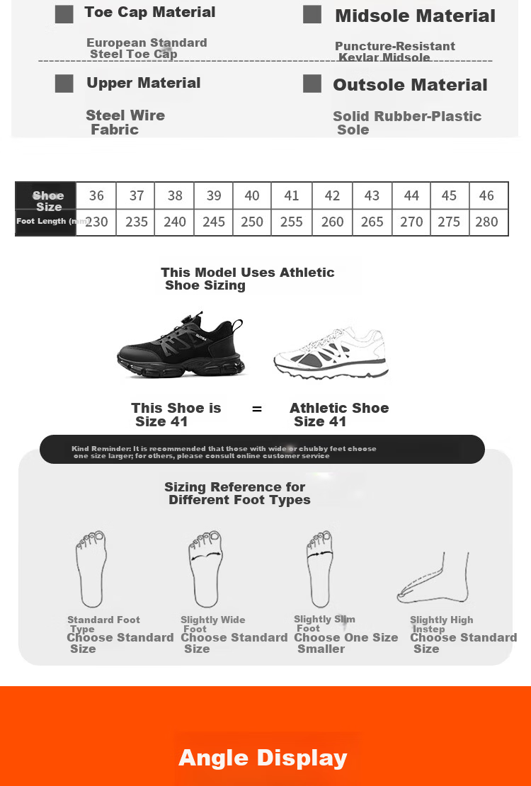 GUYISA Men's Summer Breathable Anti-Smash Steel Toe Anti-Puncture Ultra-Light Comfortable Safety Work Shoes 3117BKT Size 38 9
