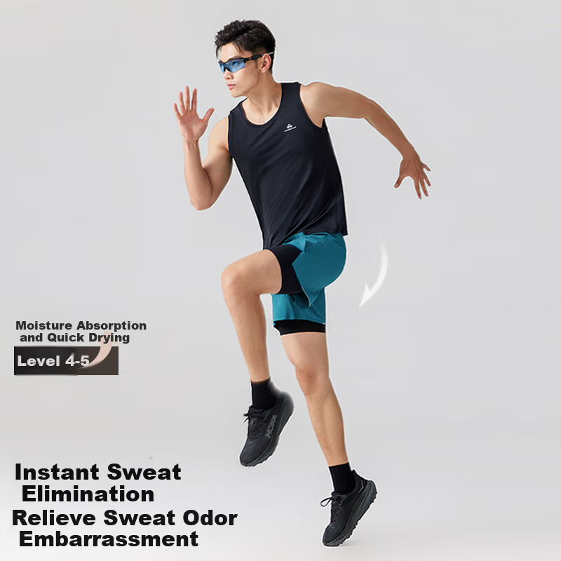 Pioneer Camp Men's Racing Running Shorts Summer Quick-Dry Sports Fitness Three-Quarter Pants Trail Running Anti-Exposure Fake Two-Piece