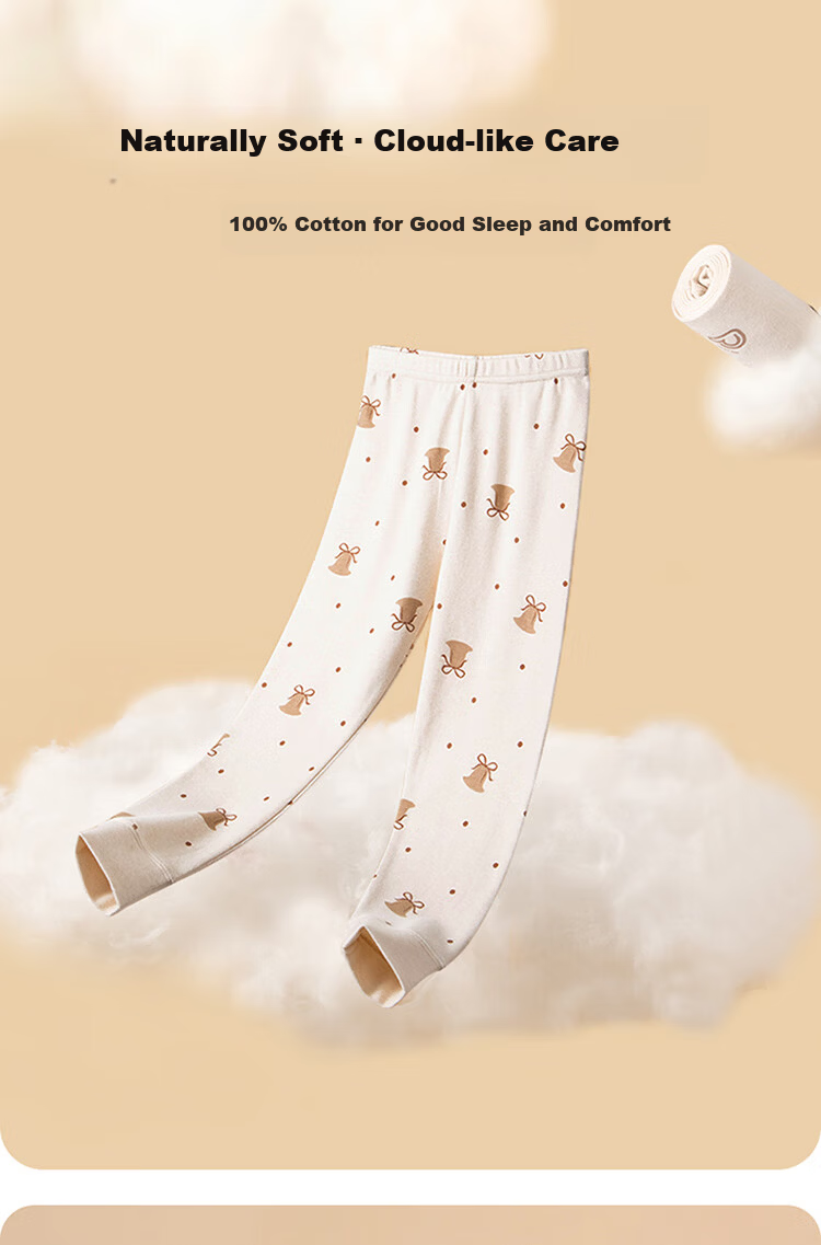 Dingguagua Dingguagua Children's Cotton Thermal Pants 2-Pack Pure Cotton Girls' Warm Sleepwear for Older Kids 160 2