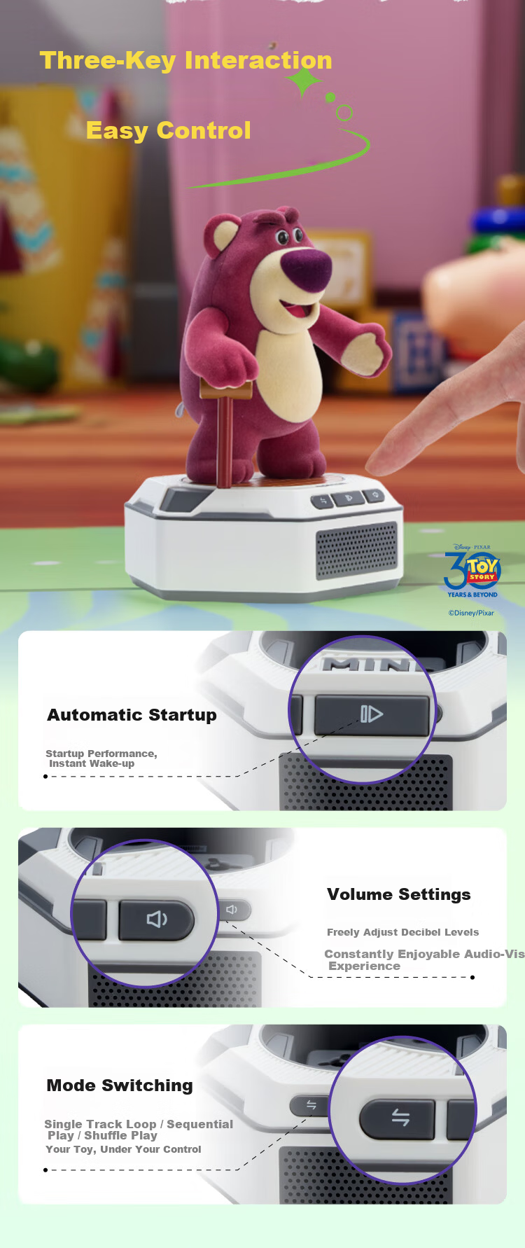 Leson Mini Series Smart Robot Strawberry Bear Set Toy Disney Pixar Toy Story Official Children's Gift Companion Robot Smart Trendy Toy 7