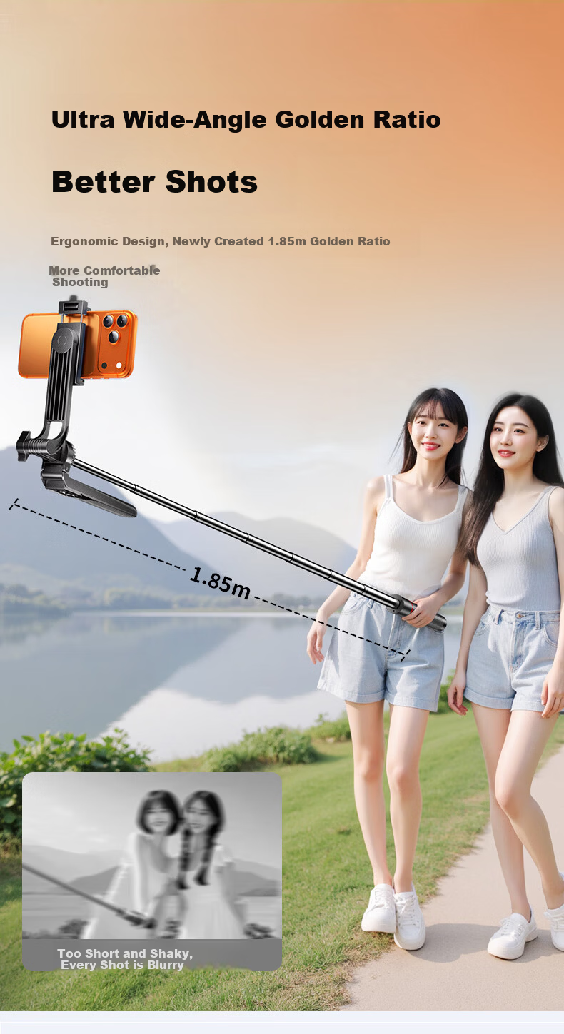 Shuotu [1.85m with Fill Light] Selfie Stick Tripod, Phone Stand, Extendable Travel Portable, 360-Degree Rotation, Fully Automatic, Multifunctional Shooting Floor Stand for Live Streaming 4