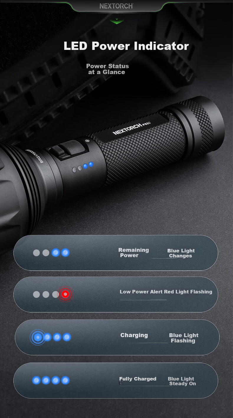 NEXTORCH P82C High Brightness Flashlight 1100m Long Range Searchlight 2200 Lumens Outdoor Emergency Self-Defense Torch 7