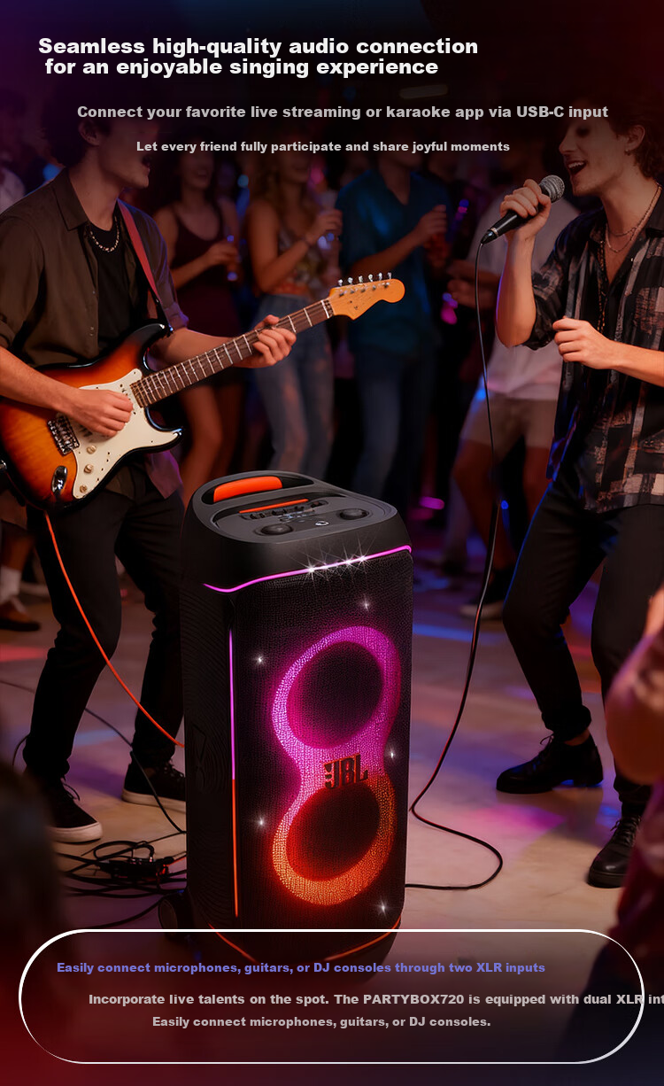 JBL PARTYBOX 720 Party Speaker Outdoor Bluetooth Portable KTV Smart Speaker High Power Music Rhythm Light Show Long Battery Life Speaker 10