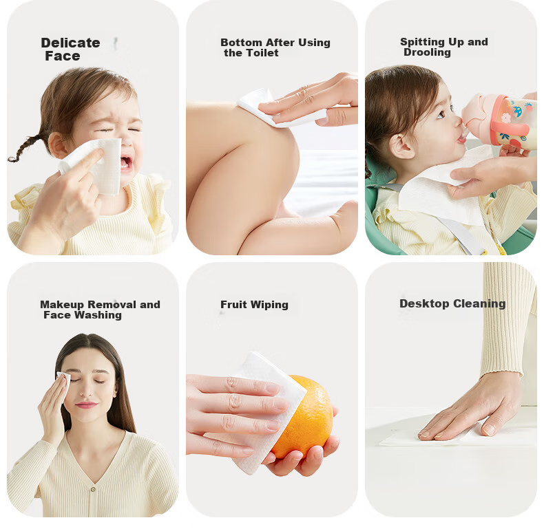 KUB Baby Face Wipes Dual-Use Dry and Wet Thickened Large Size 100 Sheets * 6 Packs Suitable for Hands, Mouth, and Diaper Area, Also for Adults 9
