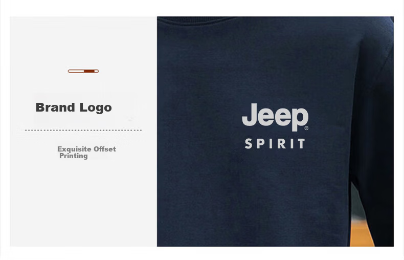 JEEP SPIRIT Men's Autumn Winter Sweatshirt Casual Jacket Versatile Long Sleeve T-Shirt Crew Neck Base Shirt Men's Wear 2