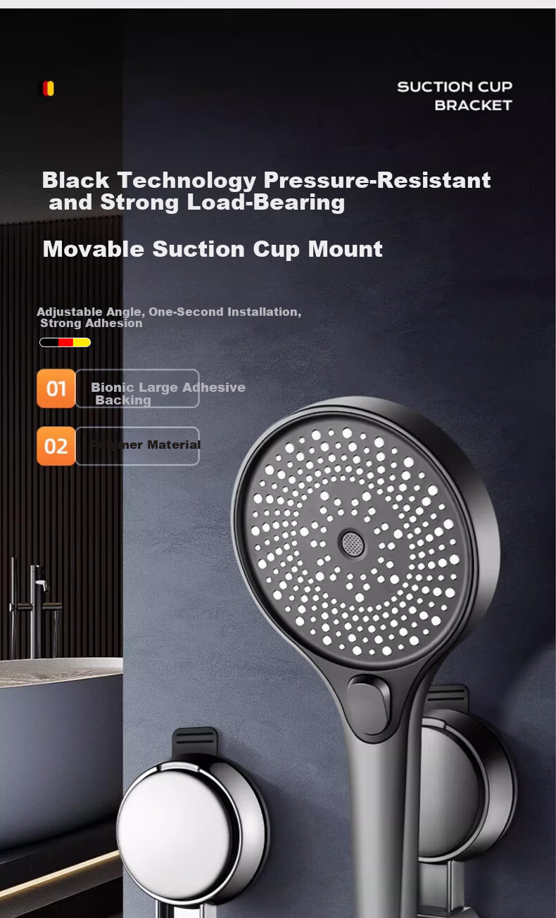 HOMK German No-Drill Suction Cup Shower Holder Adjustable Universal Bathroom Shower Base 5