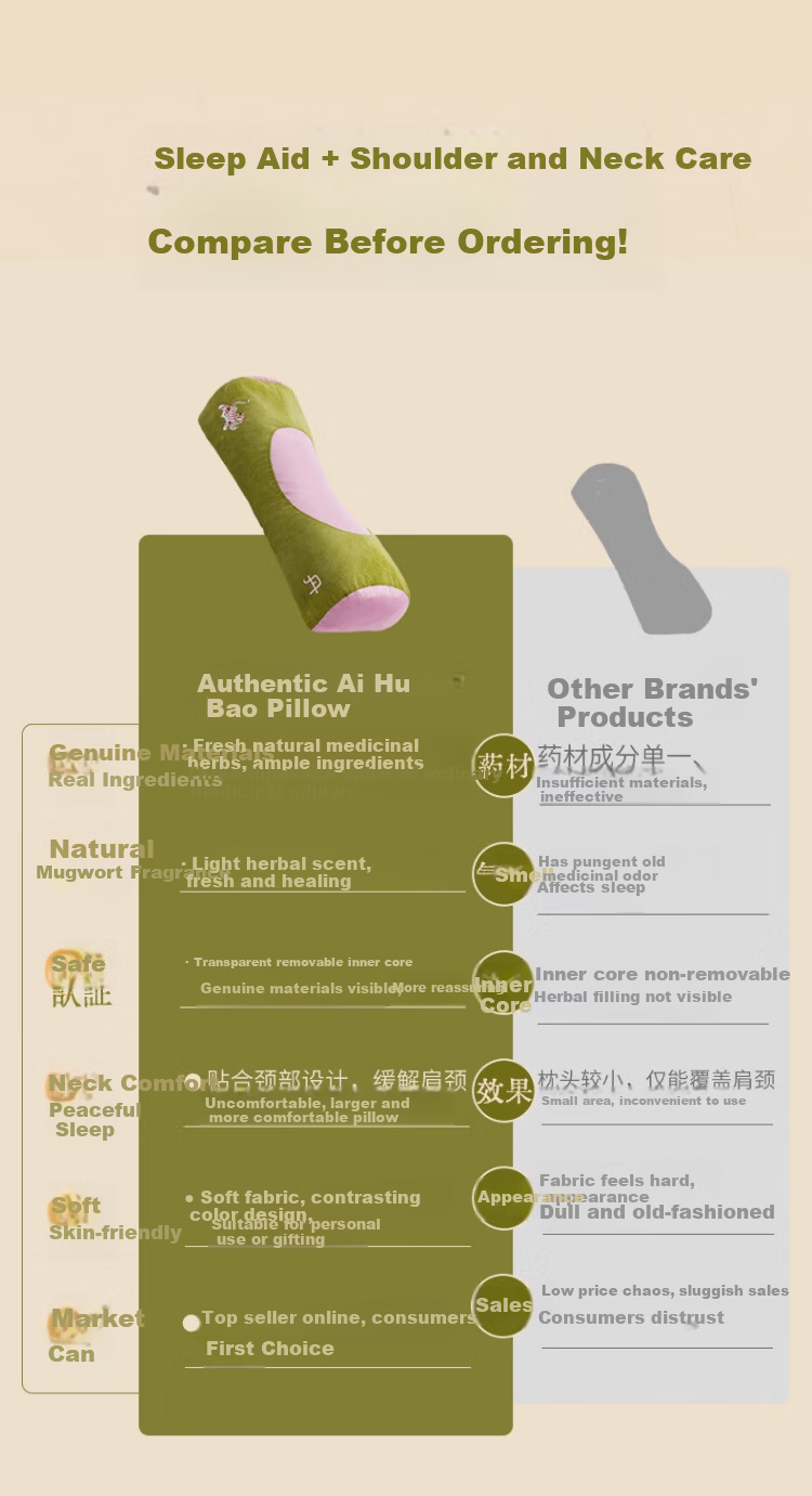 Zhenbuer Ai Hu Bao Neck Support Pillow Cervical Pillow Special for Cervical Spondylosis Deep Sleep Mugwort Pillow Holiday Gift for Parents 3