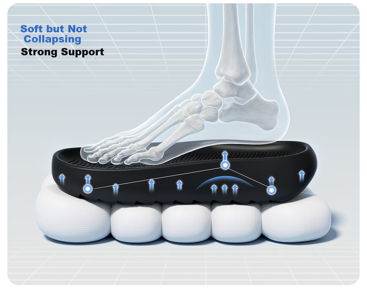Big Cat Plus Size Men's Non-Slip Indoor EVA Bathroom Shower Slippers 4849 Extra Wide Thick Sole Black 46-47 10