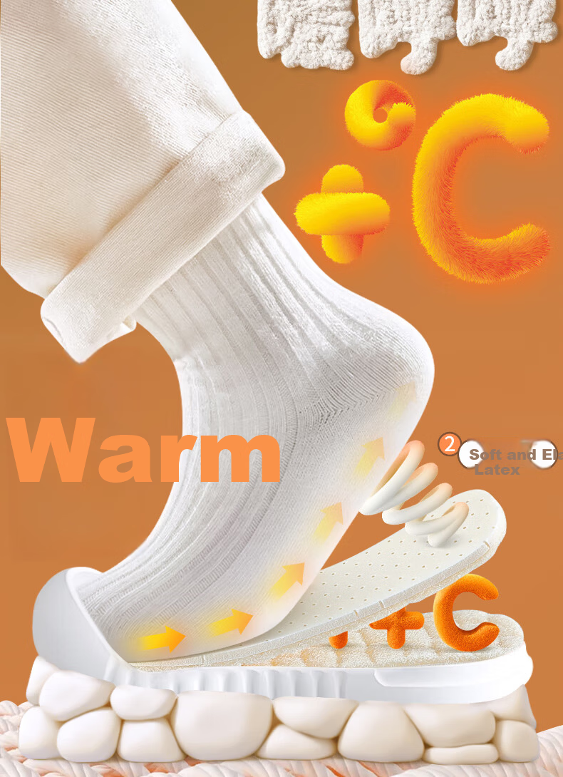 NanJiren 3 Pairs Kids 100% Wool Warm Insoles Plush Thickened Latex Winter Shoes Size 31-32 for Boys and Girls 5