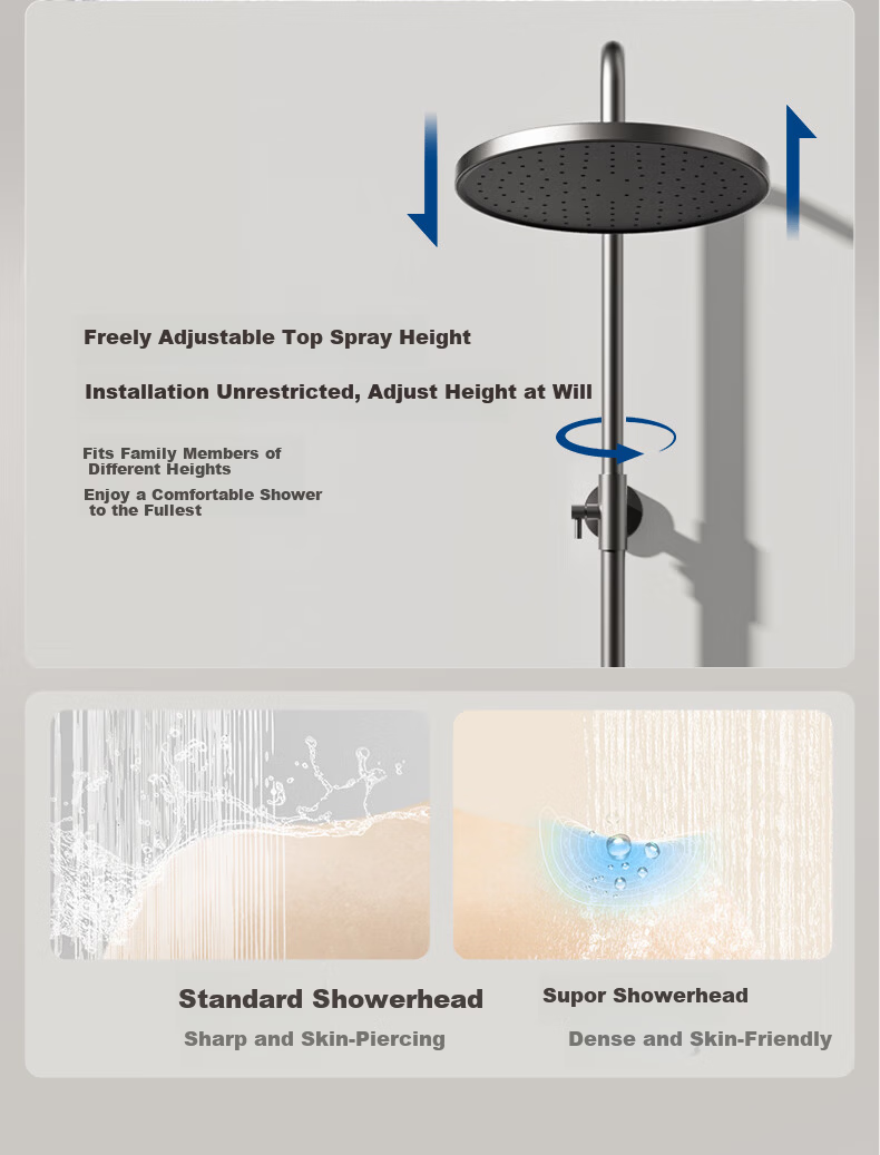SUPOR Shower Set B300 Integrated All-Copper Top Spray Handheld Automatic Descaling Pressurized Bathroom Gunmetal Gray 8