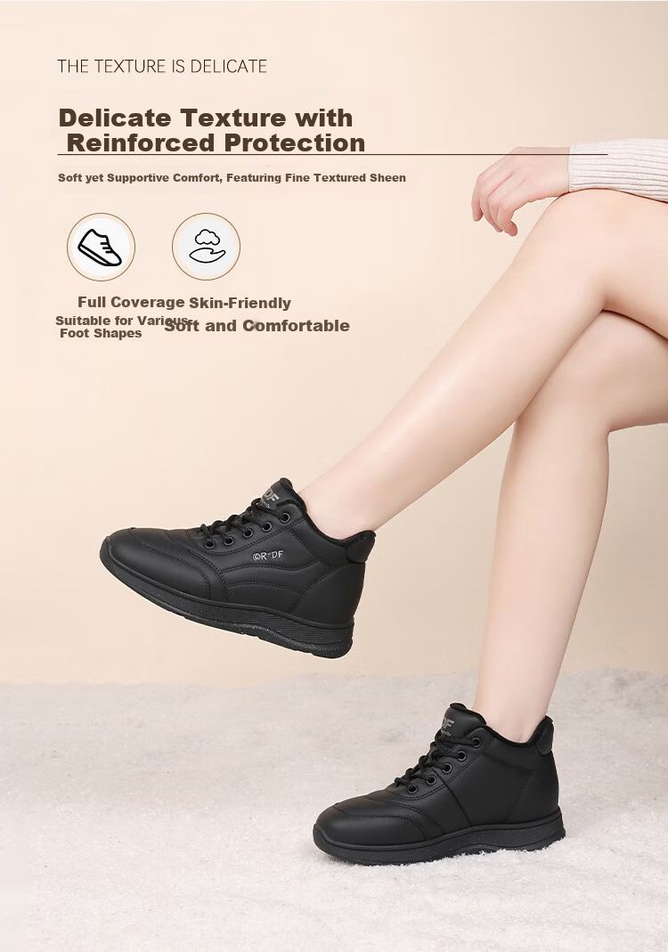 Red Dragonfly Women's Cotton Shoes Fleece Lined Warm High-Top Sneakers Outdoor Windproof Lightweight Walking Casual Shoes WTC457801H Black Size 35 3