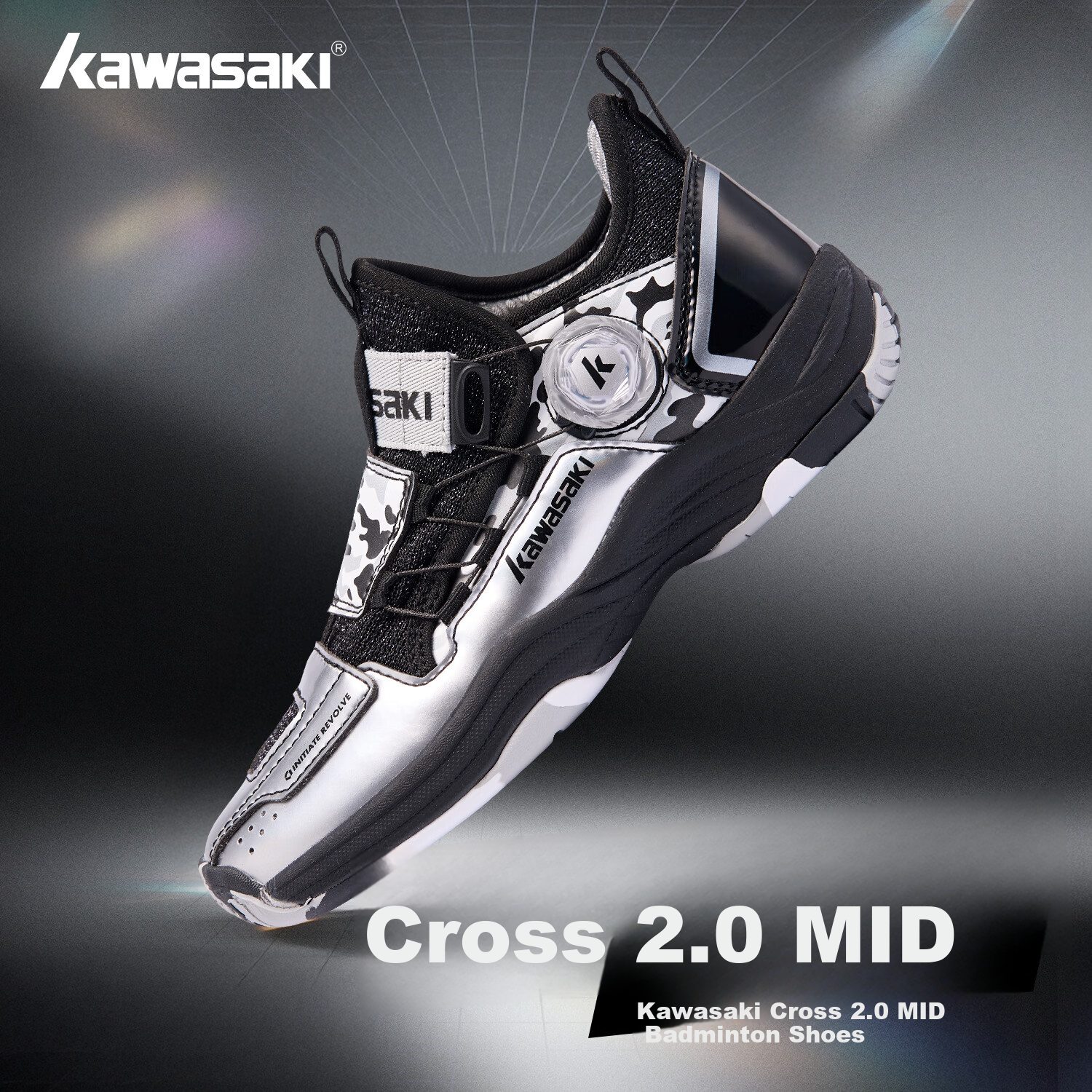 KAWASAKI Kids Badminton Shoes Traverse 2.0 Durable Unisex Sports Shoes B4412 Gray Black Size 36