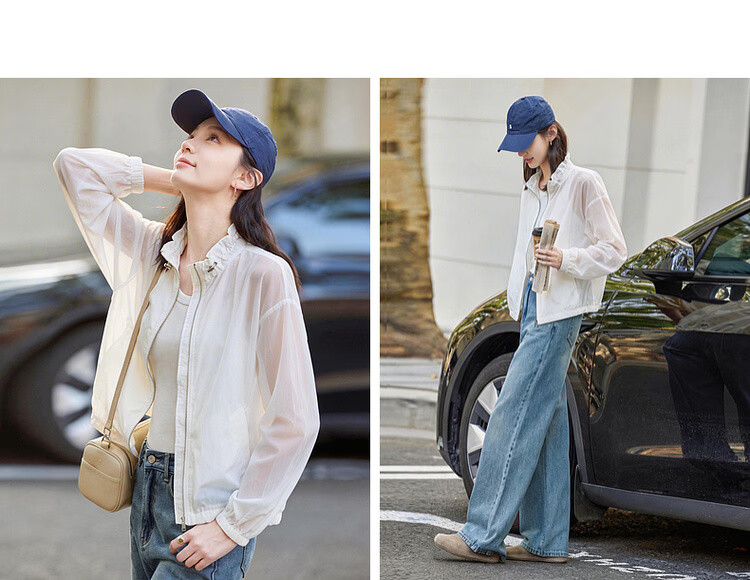 Demana Original Yarn Sunscreen UPF50+ Summer Lightweight Outdoor Drawstring Collar Thin Loose Sports Casual Women's Jacket 14