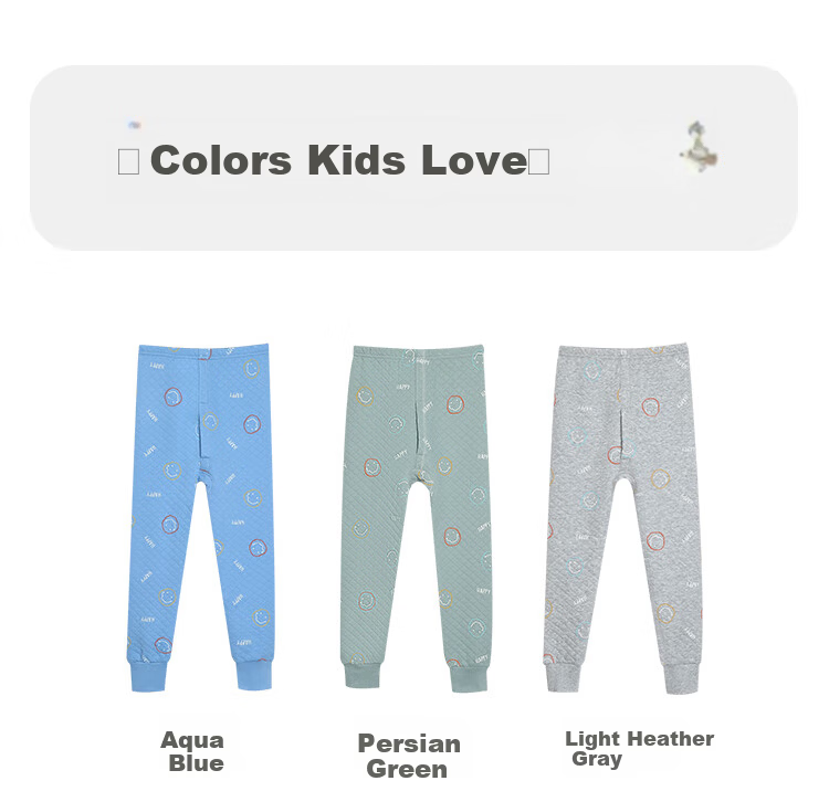 Hodohome Children's Thermal Pants, Boys' Three-Layer Padded Thickened Autumn Pants, for Older Children, Air Layer Cotton Single Pants, 273 130 14