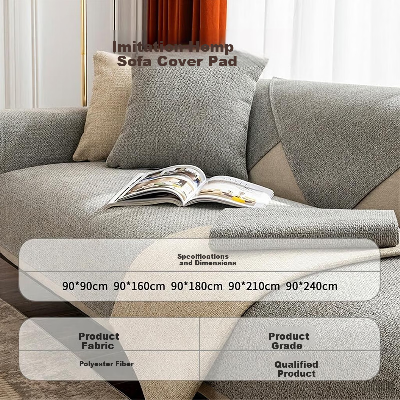 MUJI Sofa Cushion Cover Slipcover Sofa Seat Pad Four Seasons Non-Slip Armrest Backrest Cloth 90x90 Rustic