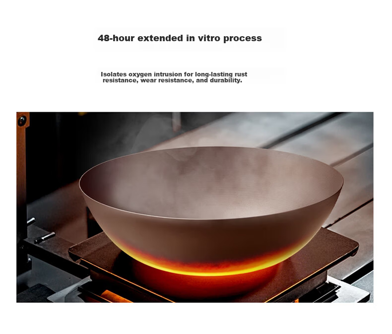 Carote Iron Wok, Home Cooking Pan, Non-Coated Non-Stick Pan, Suitable for Induction And Gas Stoves, Traditional Style, 32cm with Lid 13