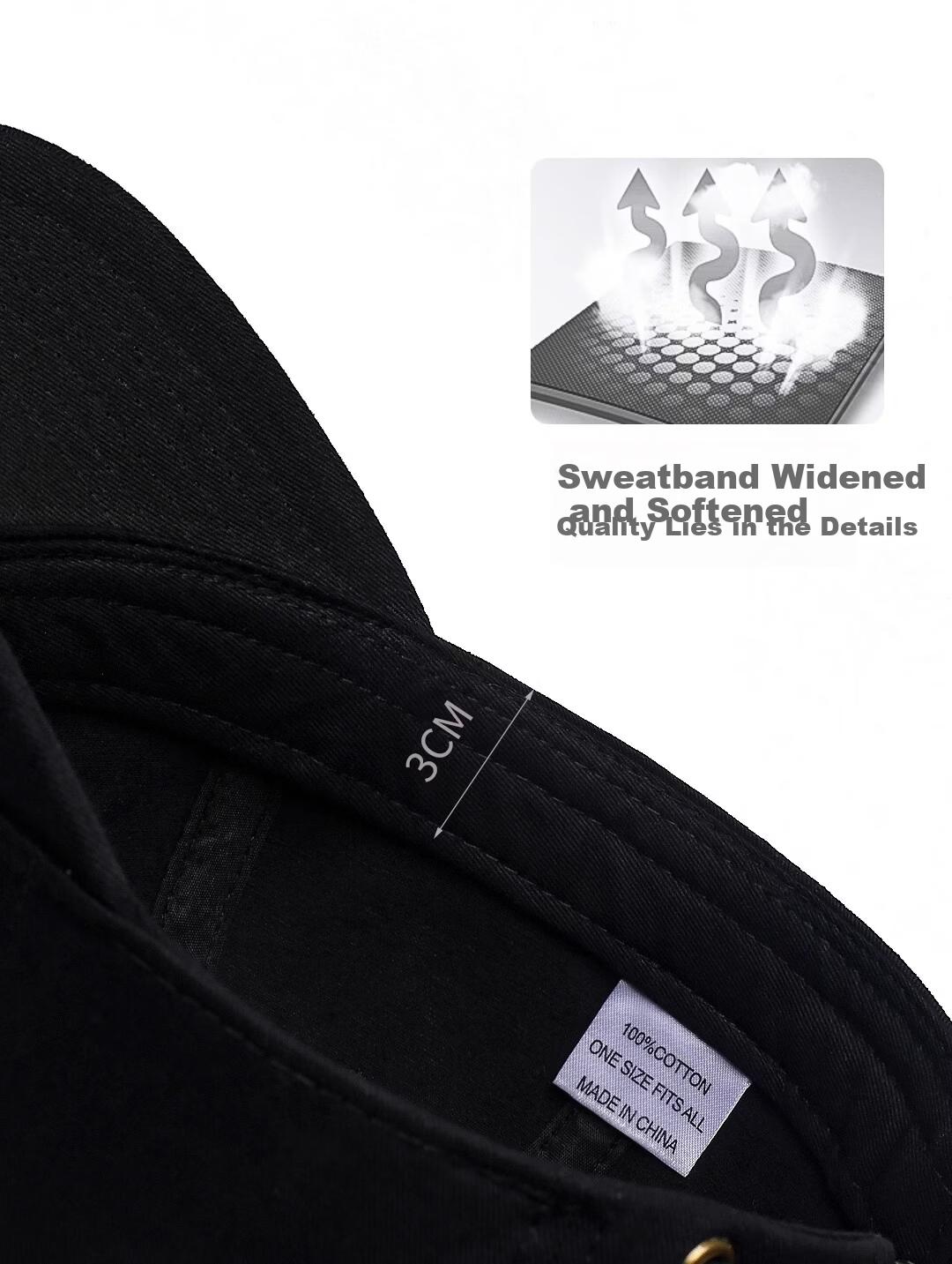 Miiow Men's Cotton Baseball Cap Large Size Big Head Circumference Unisex Duckbill Hat Trendy Sunshade Black-Red Three Stripes 6