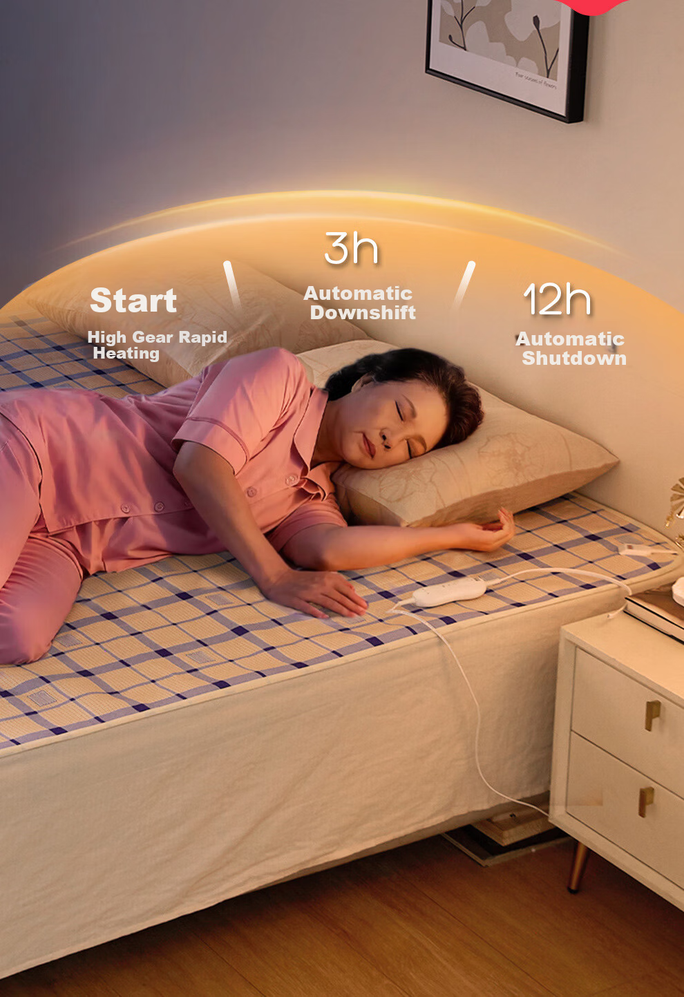 Rainbow High-Temperature Power-Off Warm Dream Single-Person Electric Blanket with Four-Level Control 1.5*0.7m 8