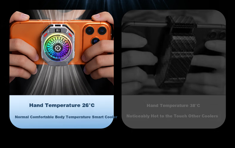 Zhiguozhe 38W Dual Airflow Magnetic Cooling Phone Cooler Ice-Making Semiconductor Cooling Clip for Gaming Live Streaming Compatible with Apple 10