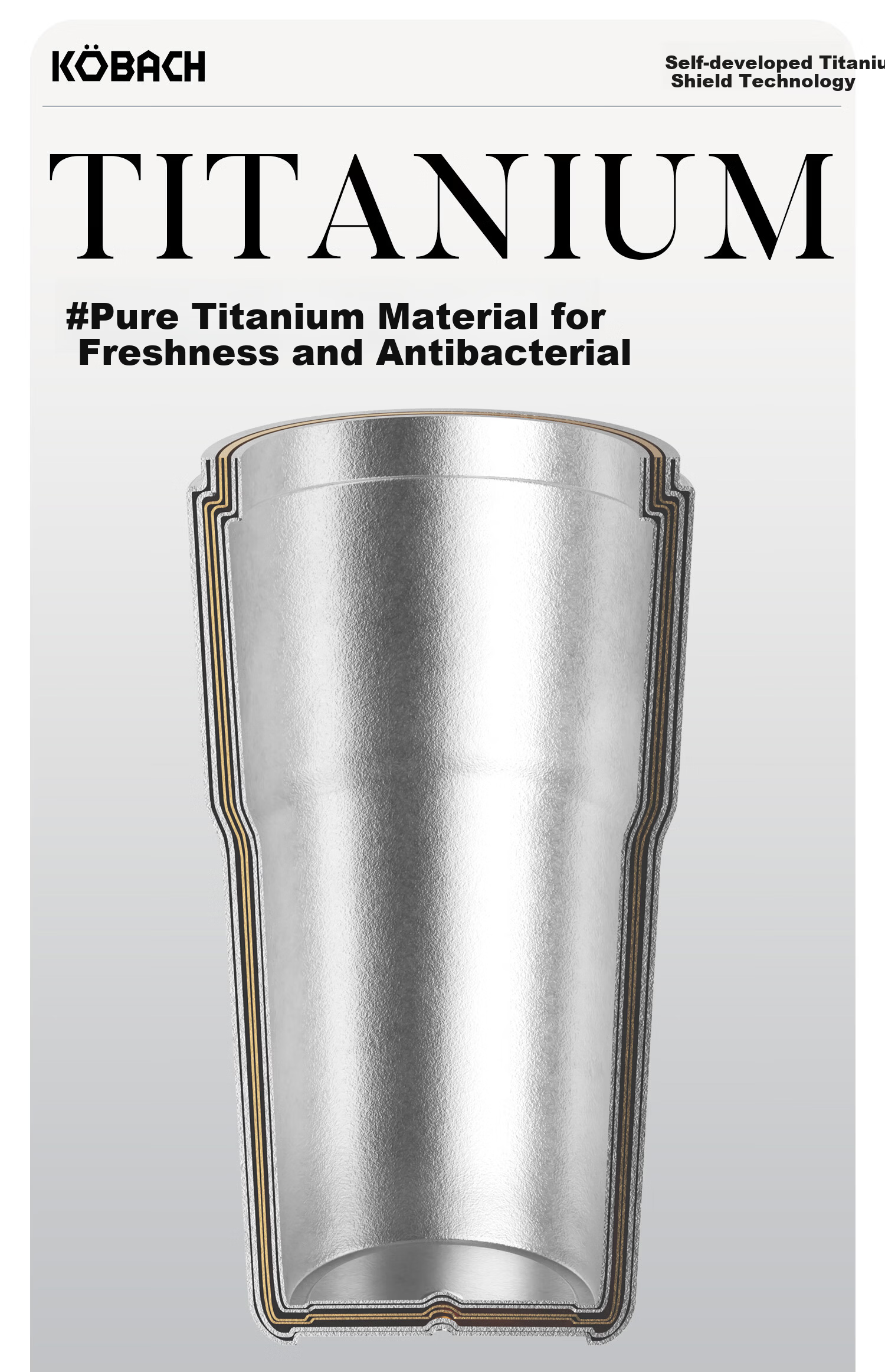 KOBACH Pure Titanium Insulated Water Bottle Large Capacity Thermos Coffee Mug Home Festival Gift 500ml Arctic White 7