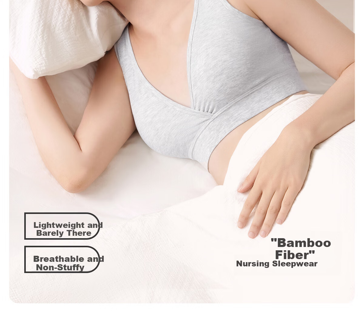 JOYNCLEON Maternity Nursing Bra Sleepwear Light Gray XXL Jwx193139 3