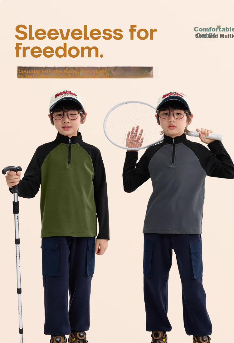 Baleno Boys' Thermal Fleece-Lined Half-Zip Long Sleeve T-Shirt Autumn Winter Kids' Warm Sweatshirt 6