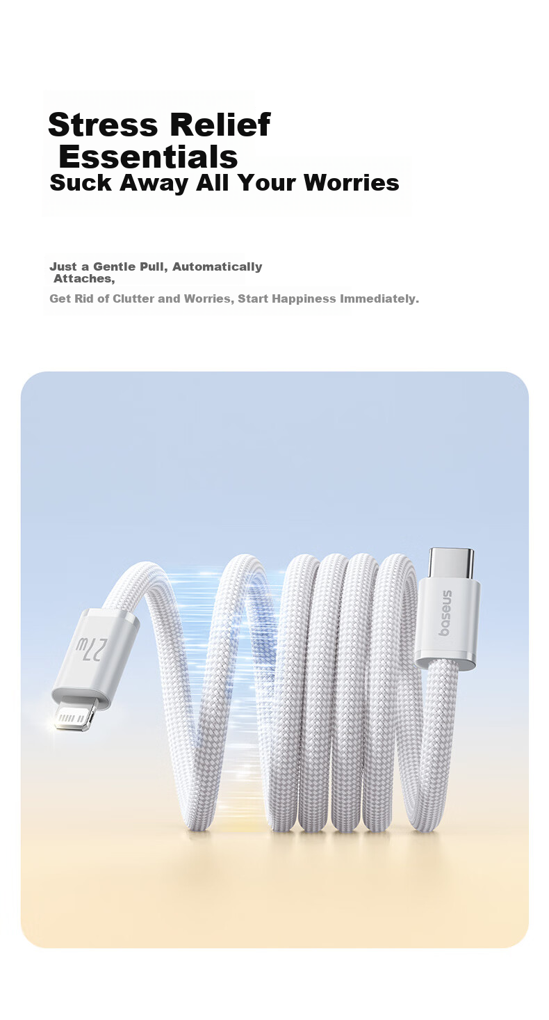 Baseus Apple Magnetic PD27 Fast Charging Cable Type-C to Lightning Car Charger Cable for iPhone 14/13 Pro Max/12/11 Blue 1m 5