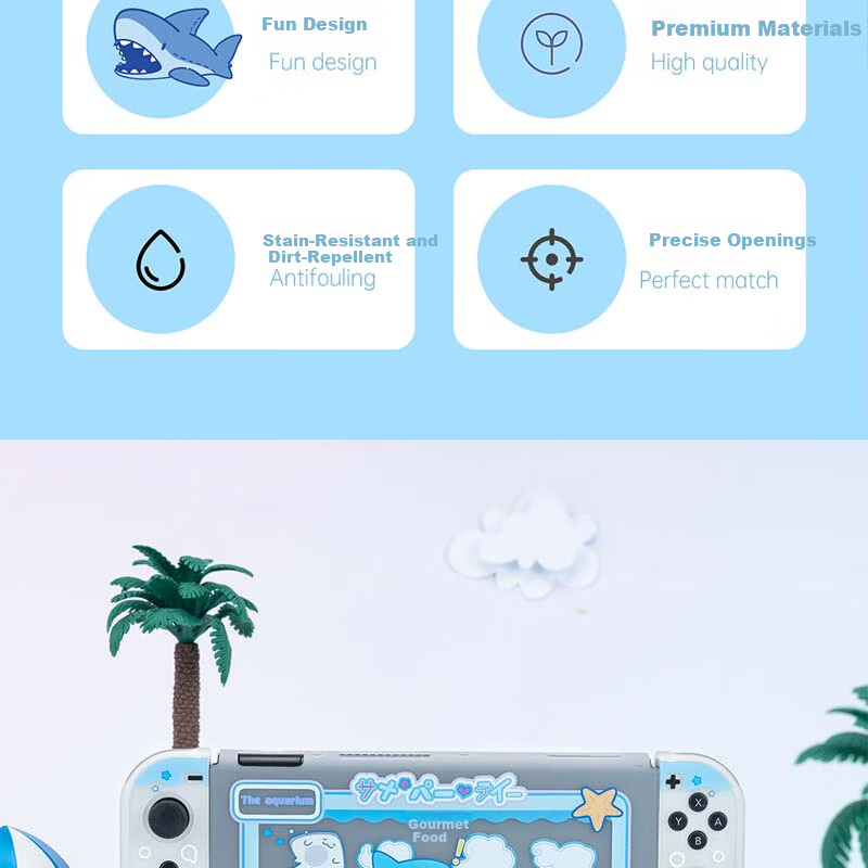 Jixiang Swtich OLED Protective Case, Game Console Cover, Moon Landing Plan Detachable Transparent Shockproof Hard Shell, Handheld Case with Direct Plug-In Base, Switch Protective Case 3