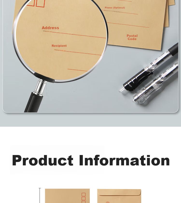 JD Jingzao No.5 DL Kraft Paper Envelopes 220x110mm Business Salary Invoice Envelopes 50 Pack 9