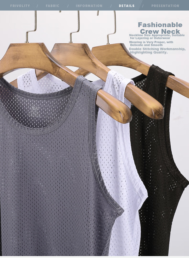 Langsha Men's Ice Silk Thin Summer Mesh Sleeveless Base Layer Sports Fitness Tank Top 9