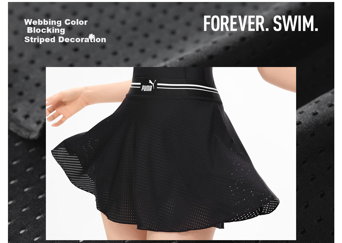 PUMA Women's Two-Piece Swim Skirt Slim Fit Breathable Versatile Casual Vacation Swimwear One-Piece Skirt and Short Skirt 11