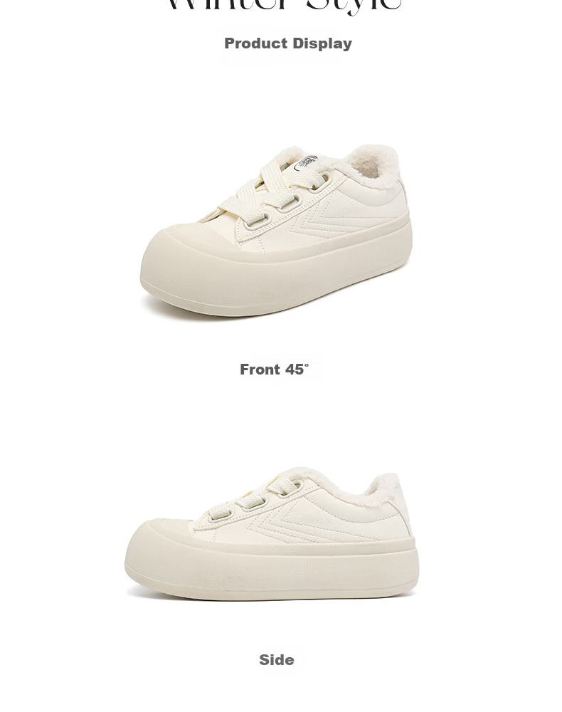 Feiyue Official Women's Sneakers 2026 Spring New Versatile Casual White Shoes Beige Fleece Lined Size 37 7