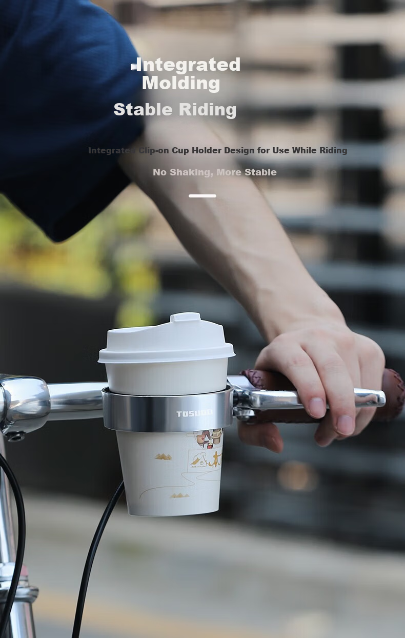 Tas Captain Bicycle Coffee Cup Holder Adjustable Aluminum Alloy Handlebar Water Bottle Holder Black 7