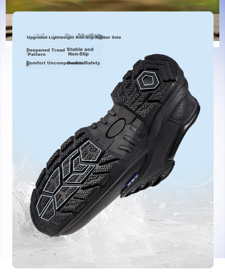 BlueOwl Shield Men's Breathable Durable Anti-Static Waterproof Anti-Smash Toe Anti-Puncture Worksite Safety Shoes D005A-1 Size 44 8
