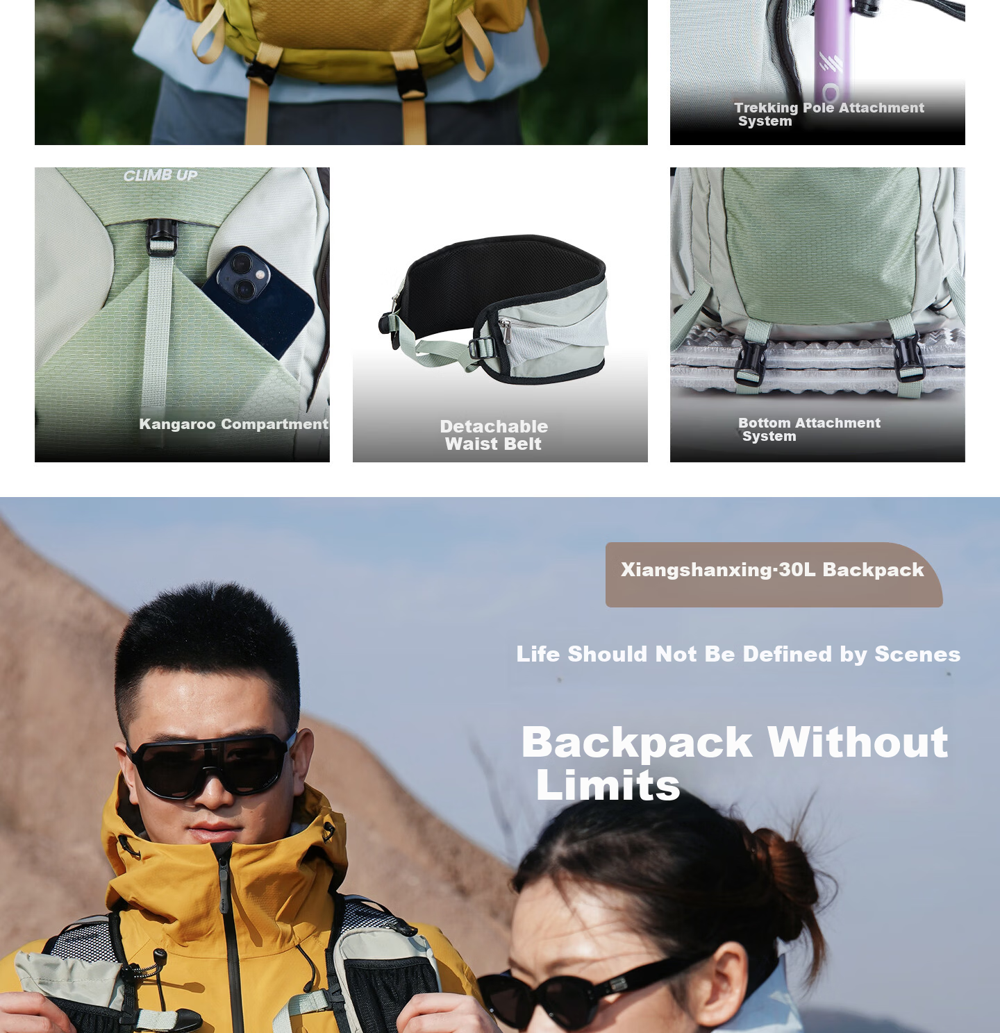 Saipu Outdoor Hiking Backpack Lightweight Men's Large Capacity Water-Resistant Travel Daypack Women 10