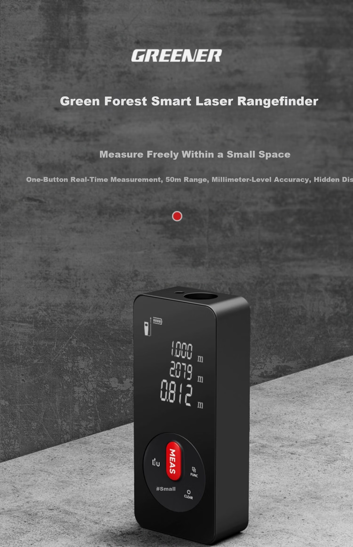 GREENER Laser Distance Meter High-Precision Infrared Handheld Room Measuring Device Upgraded Model with Backlit Screen Waterproof Dustproof 50m 1
