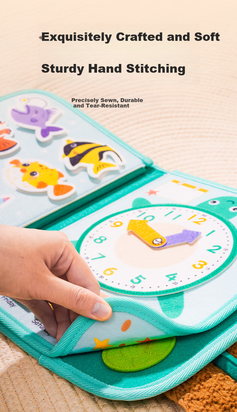 Jollybaby Tear-Resistant Baby Cloth Book with Velcro, Chewable and Durable, Early Education for 0-1 Year Olds, Fun Amusement Park Theme 6