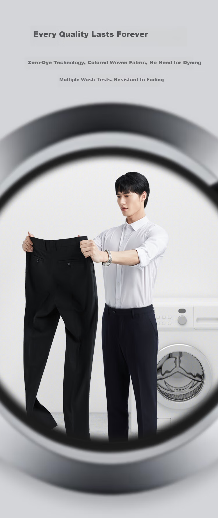 JD Original Men's Dress Pants, Casual Business High-Quality Straight-Leg Quick-Dry Formal Trousers, New Spring And Autumn Style, Black, Size 34 7