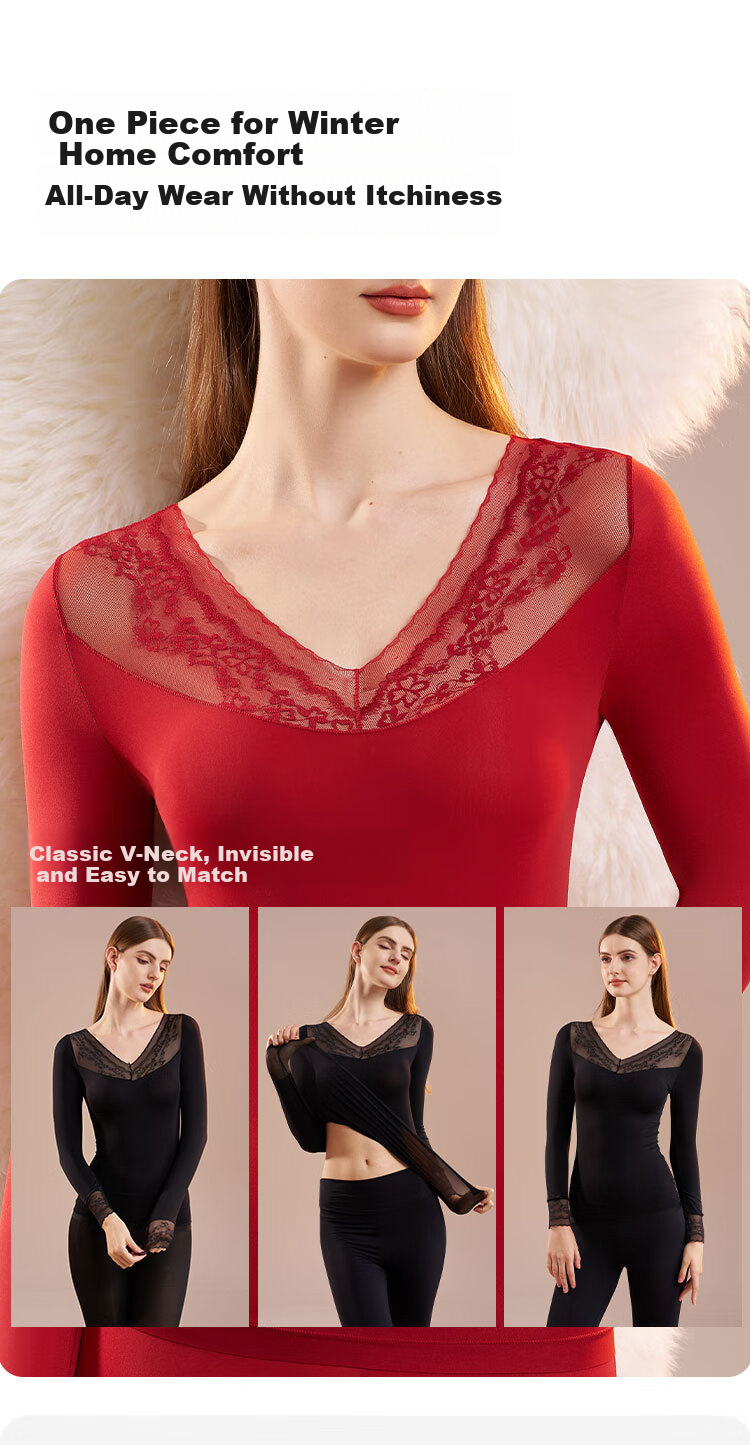 GRACEWELL Lace Ultra-Thin Base Layer Thermal Underwear Set for Women Autumn Skin-Friendly Invisible Seamless Winter New Arrival 10