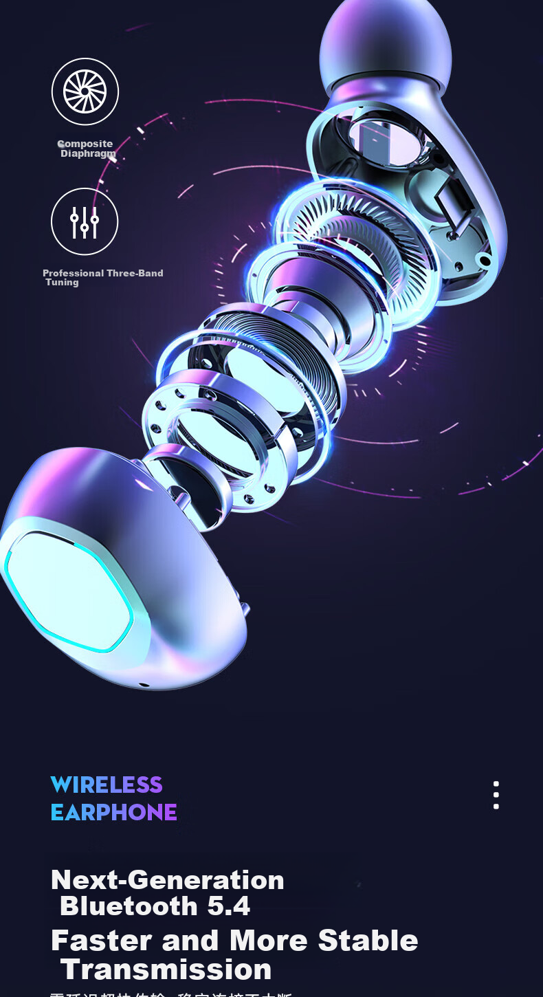 Bkayp Bluetooth Wireless In-Ear Earphones Long Battery Life Noise Cancelling High-Quality Sound Compatible with Apple iPhone 17 Huawei Oppo Honor Vivo Music Sports Gaming Emergency Charging 5
