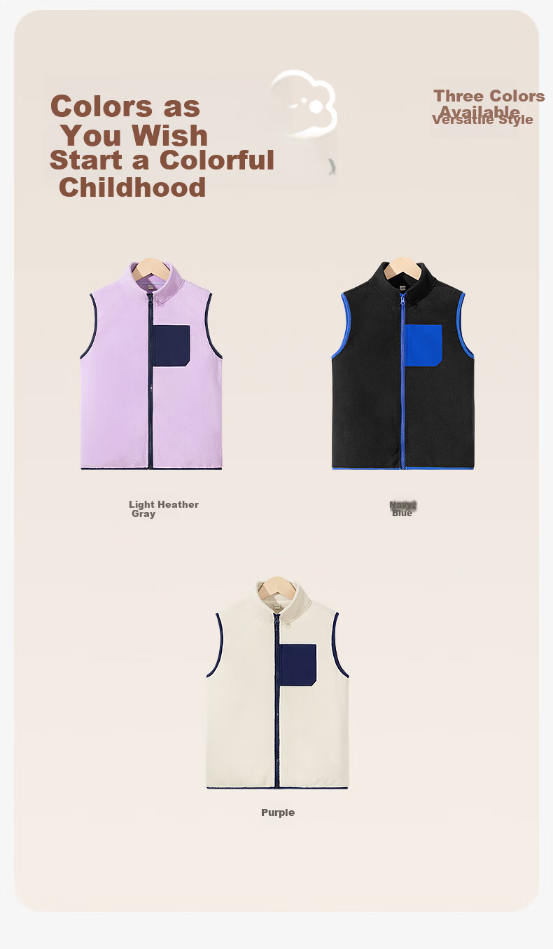 Baleno Kids Vest 2025 Autumn Winter New Boys Girls Double Fleece Warm Sleeveless Jacket Outerwear for Older Children 6