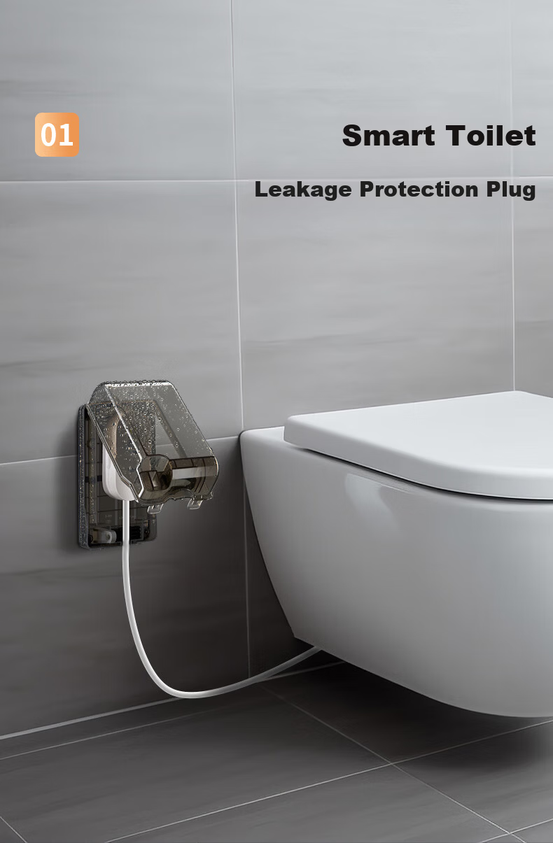DELIXI Waterproof Socket Cover for Water Heater with Leakage Protection, Large Plug Anti-Splash Box, Three-Hole 16A Socket, White 7