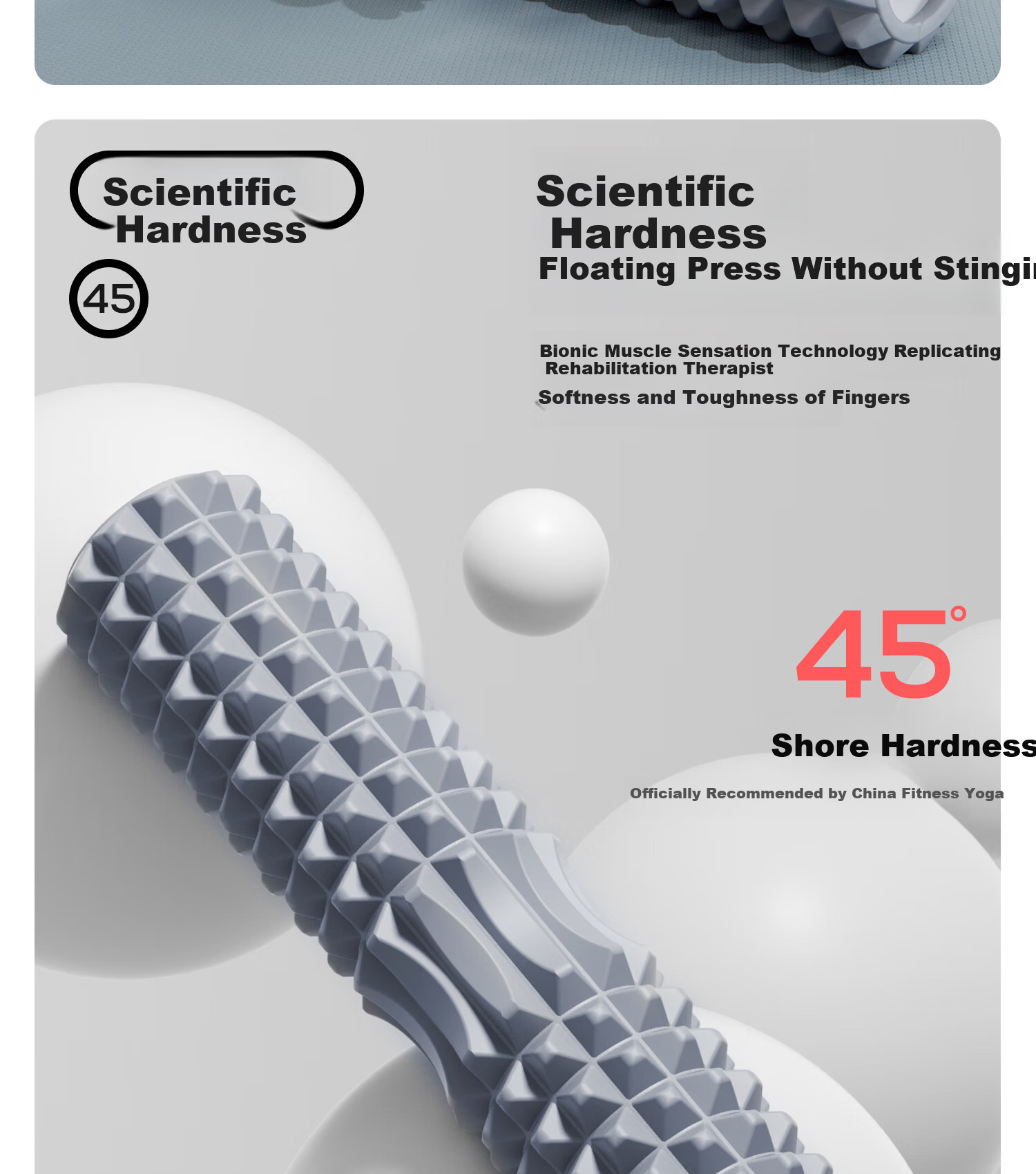 Yottoy Foam Roller Muscle Relaxation Spiky Massage Stick Foam Roller Leg Massager Yoga Stick 45cm Gray 1