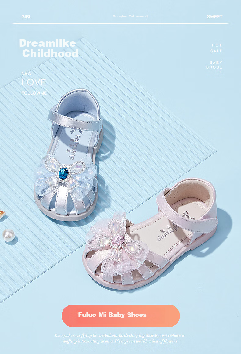 Fulromy Girls Toddler Walking Shoes Summer Sweet Bow Princess Sandals Baby Soft Sole Crystal Shoes Iridescent Pink Size 22 1