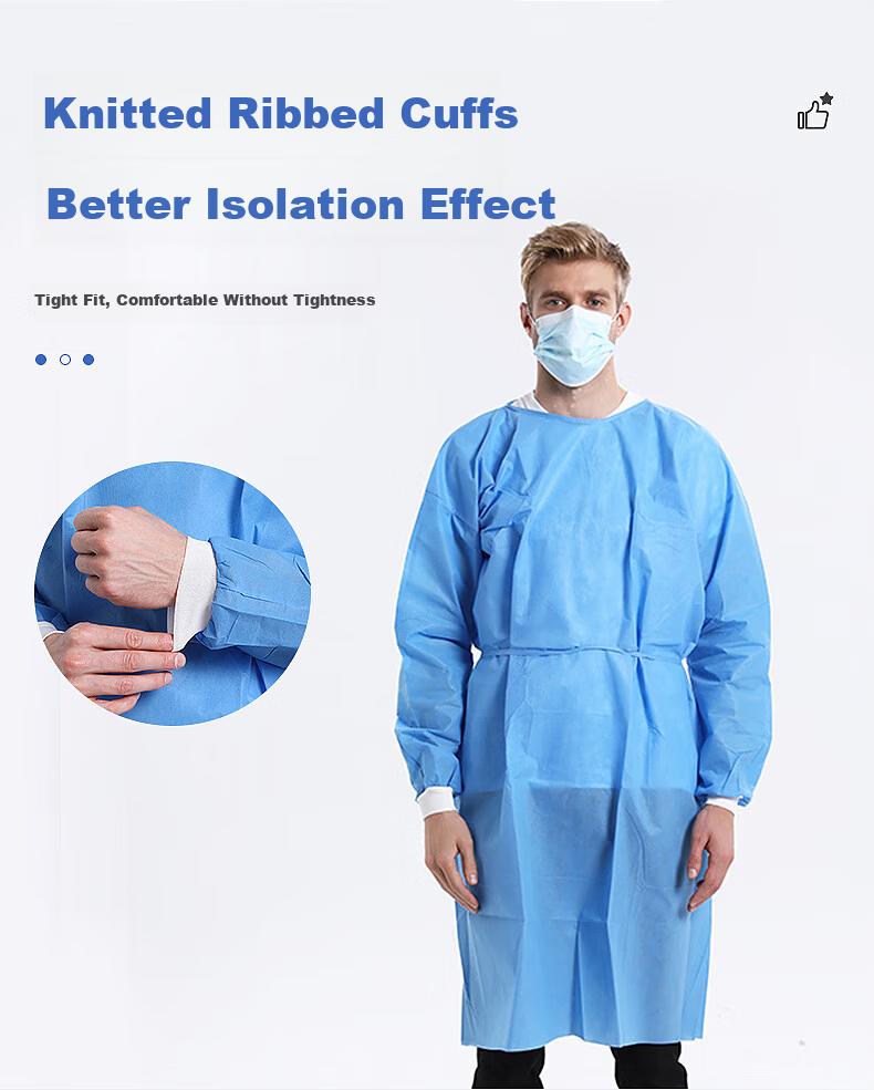 Beifute Disposable Isolation Gown Protective Clothing Blue Reverse Thickened SMS Non-woven Isolation Suit SMS 45g [Thickened 10 Pieces] 4