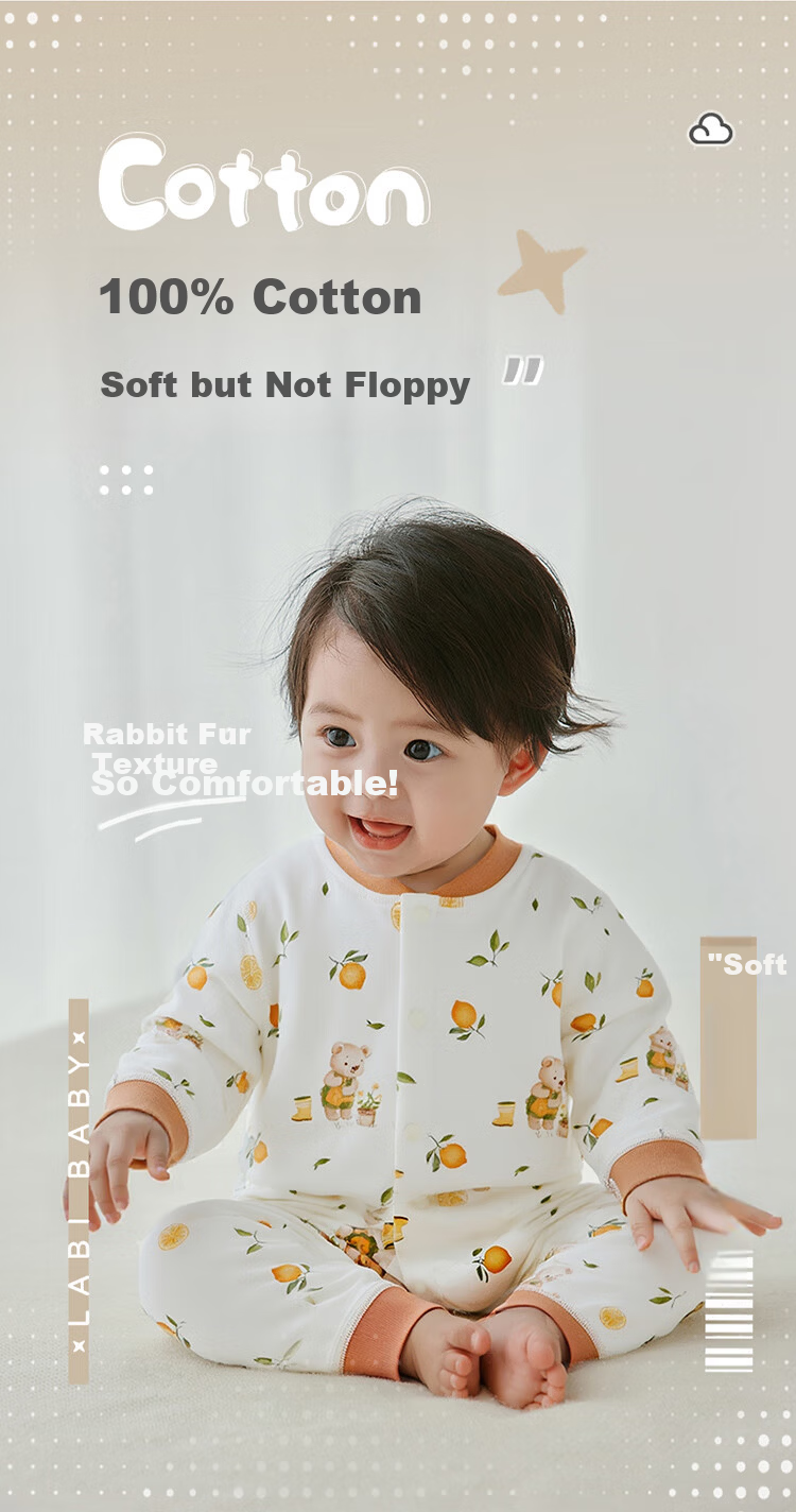 Labi Baby Unisex Baby Cotton Newborn Tie Romper Beige 52 2