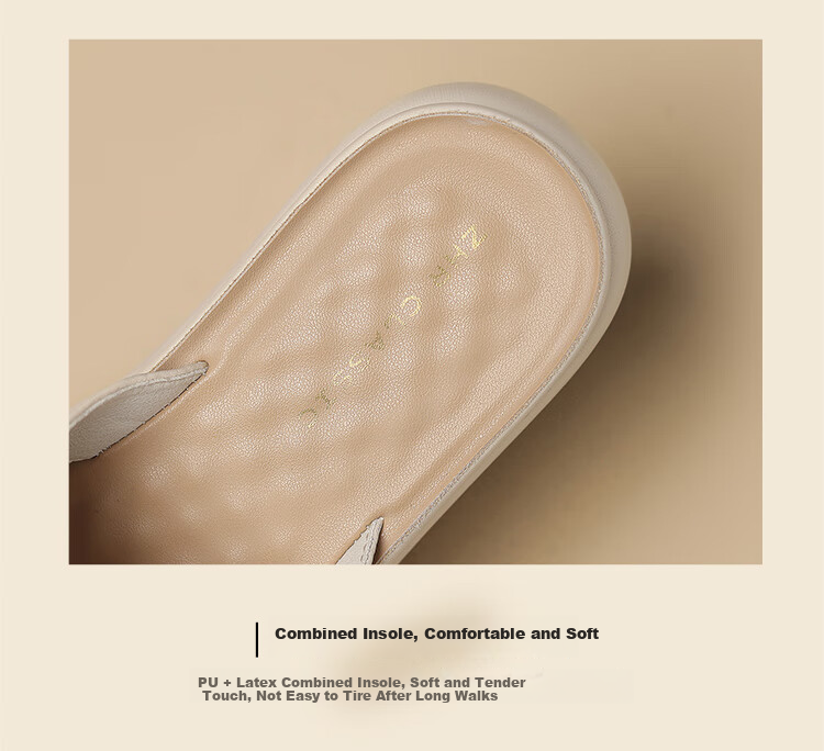 ZHR Zese First Layer Cowhide Thick Sole Women's Summer Casual Beach Woven Slippers Soft Comfort Shoes EQ09 Apricot Size 36 6